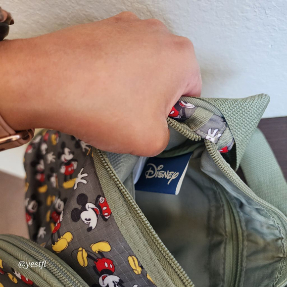 Green olive insulated small Disney Mickey Mouse tote purse with makeup bag - Picture 4 of 5